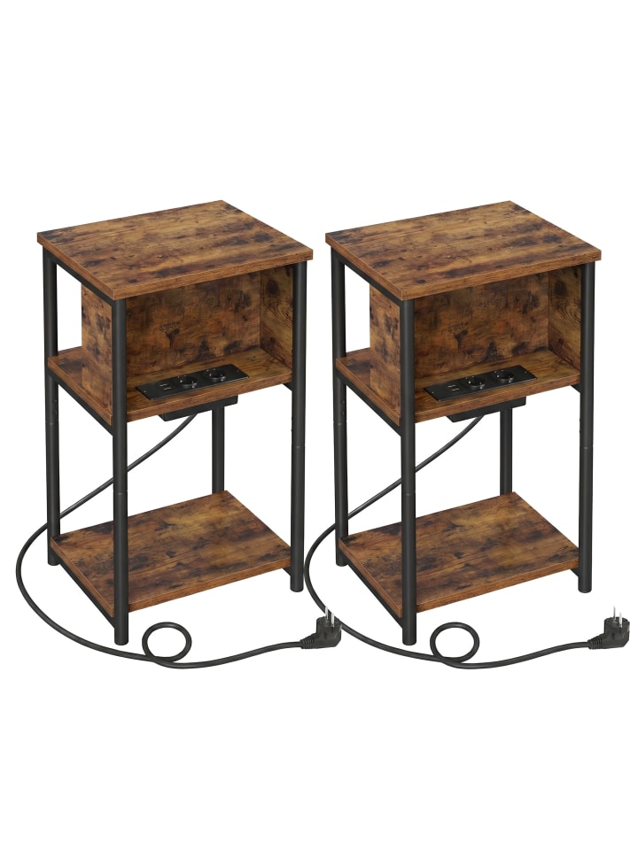 2er-Set: Beistelltisch Barnet-old in Braun-Schwarz - (B)30 x (H)58 x (T)34 cm