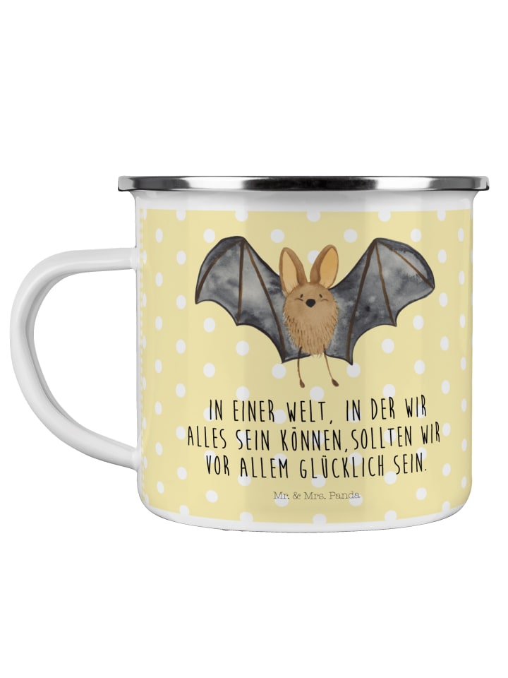 Trinkbecher Fledermaus Flügel mit Spruch in Gelb Pastell