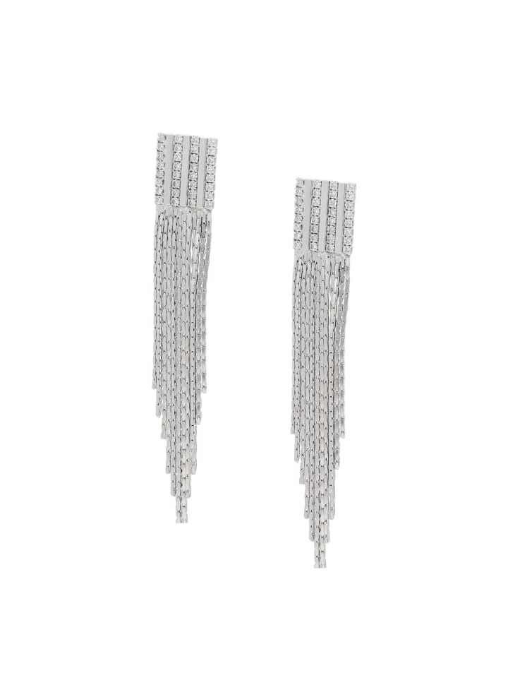 Women Tassel Earrings in Silver White