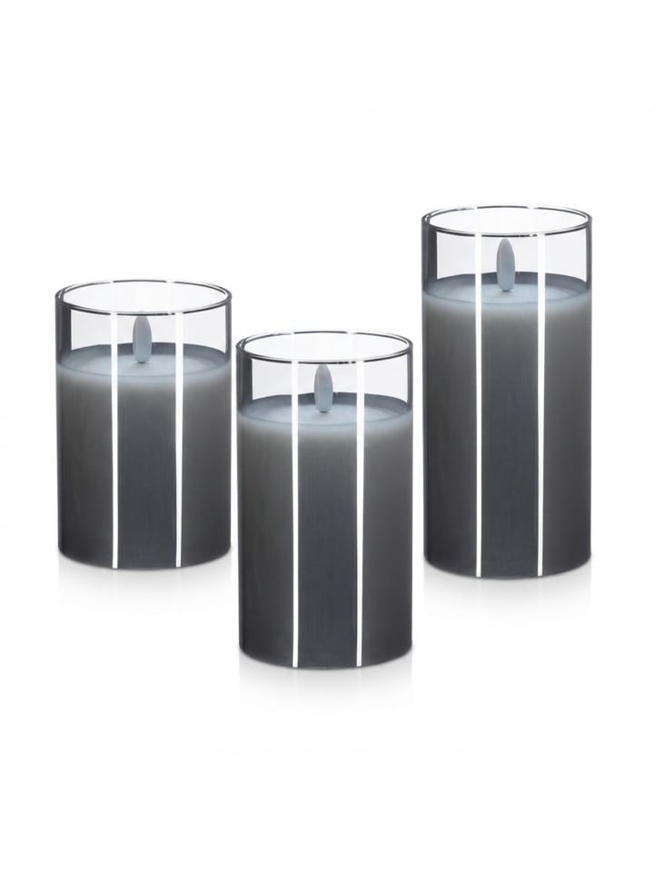 3 x LED Kerzen in Grau