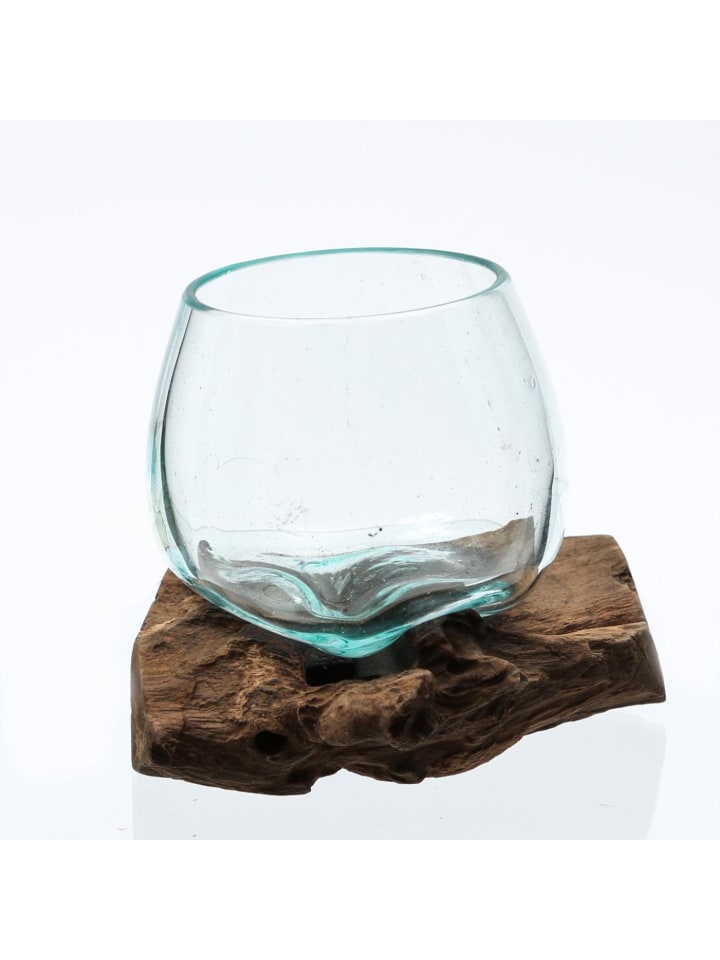 Glasschale Dekoschale Wurzelholz Unikat D: 14cm in natur