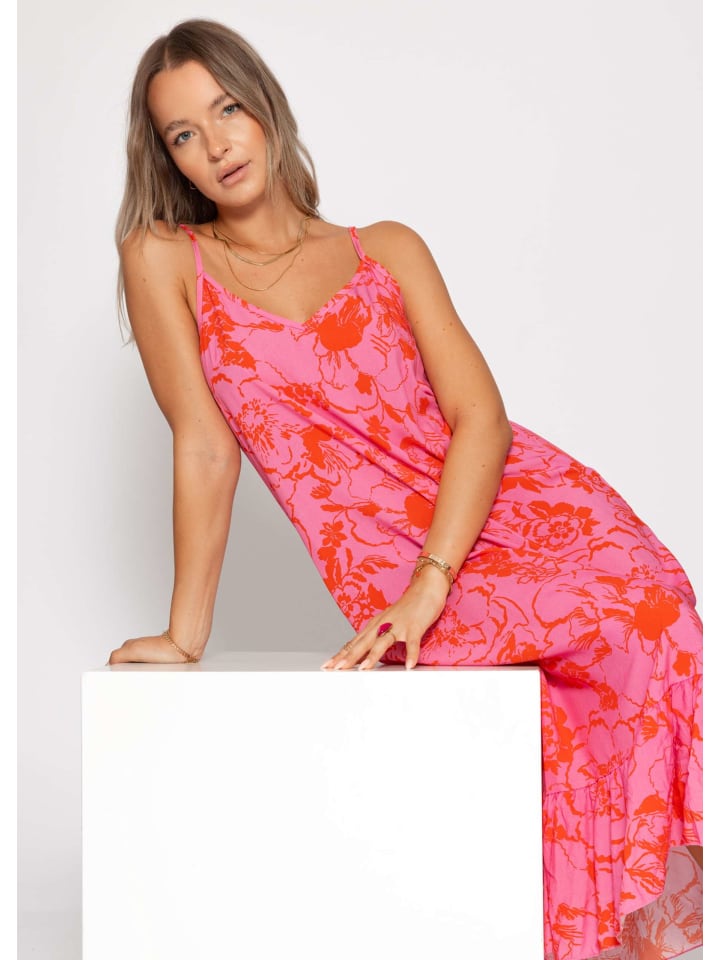 Maxikleid mit Blumenmuster in Pink