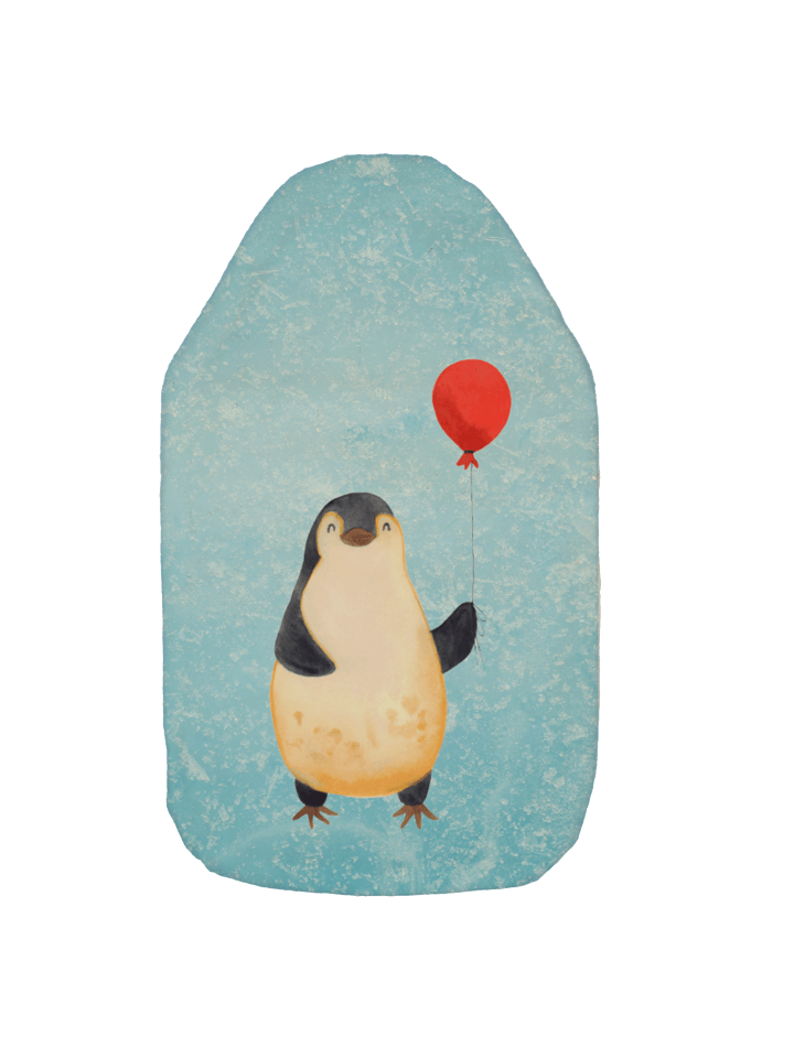 Wärmflasche Pinguin Luftballon ohne Spruch in Eisblau