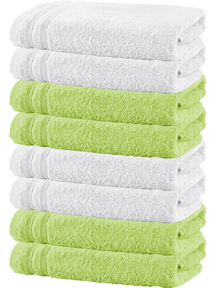 Frottier Handtuch 8er-Pack Heidelberg in hellgrün-weiß
