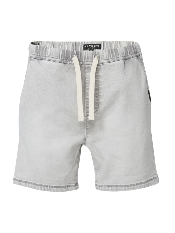 Jogger bermuda strick denim. in grau