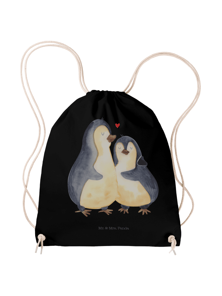 Beutel Pinguin umarmen ohne Spruch in Schwarz