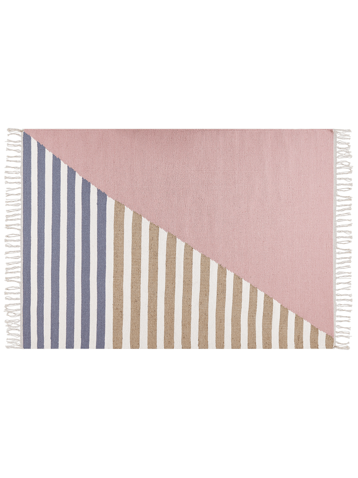 Geflochtener Teppich ENGIZ in Bunt/Rosa/Weiß - (W) 160 x (H) 160 x (L) 230 cm