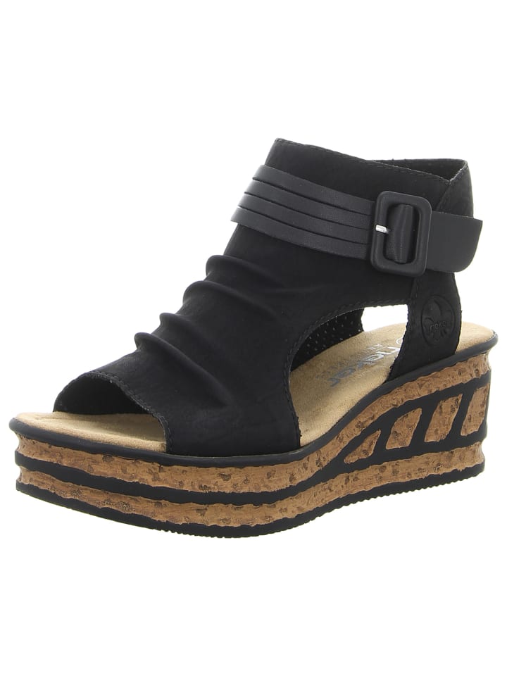 Keilsandalette in schwarz