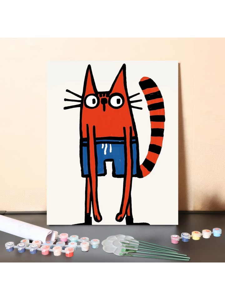 DIY Malen nach Zahlen Set-"Orange Katze"
