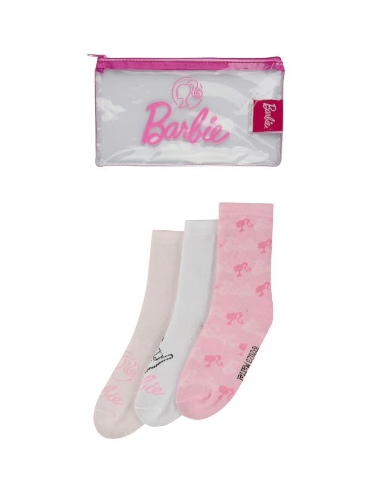 3er-Set: Barbie Socken und Kosmetiktasche Geschenk-Set in Mehrfarbig