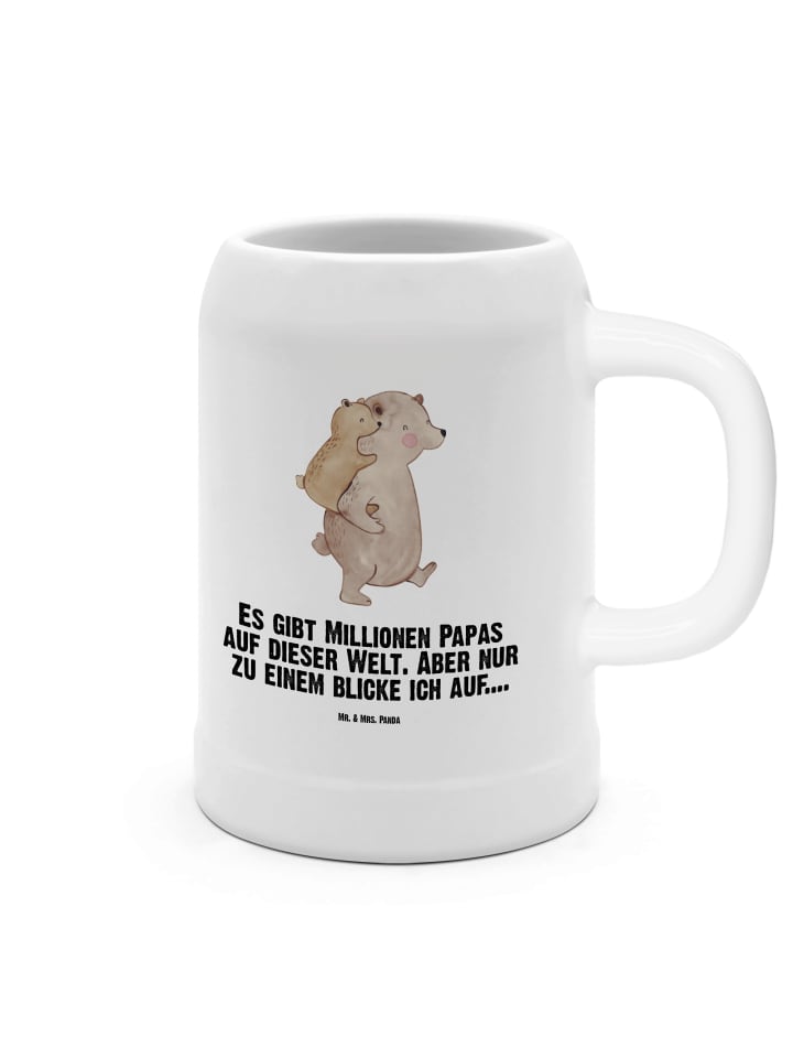Bierkrug Papa Bär mit Spruch in Weiß