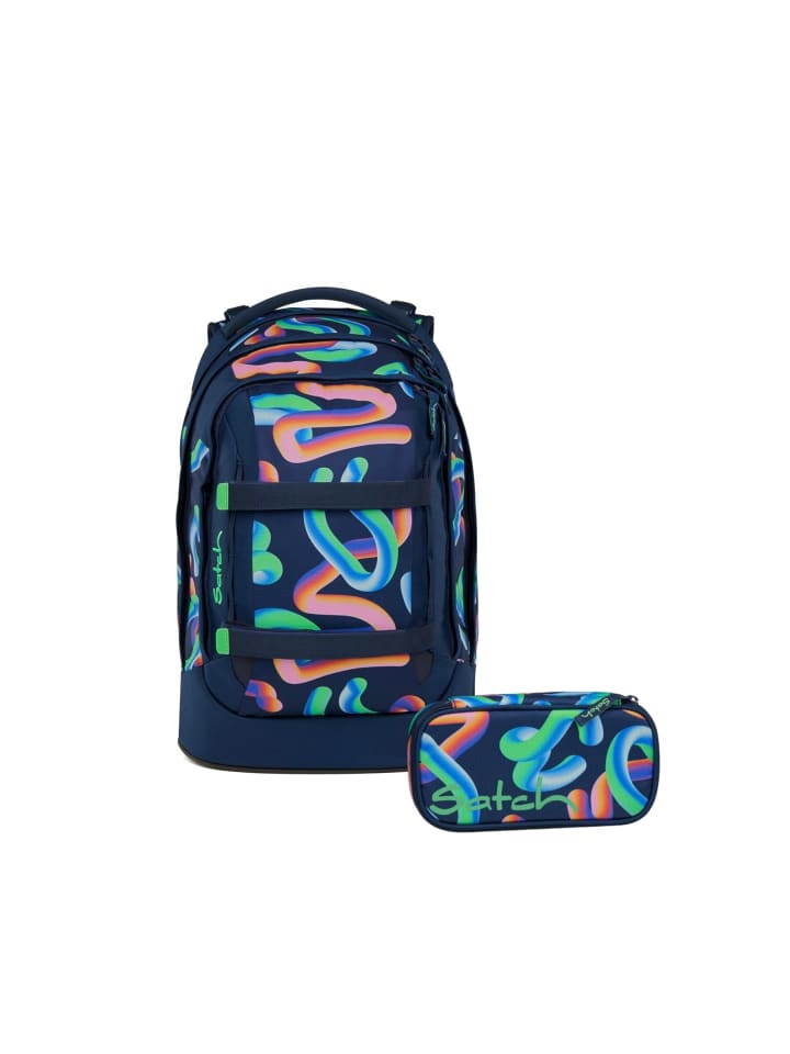 Schulrucksack-Set PACK Crazy Twist 2-teilig in Blau/Rosa/Grün