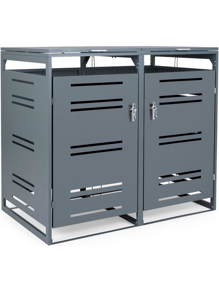 Mülltonnenbox 240L Metall Outdoor in Grau