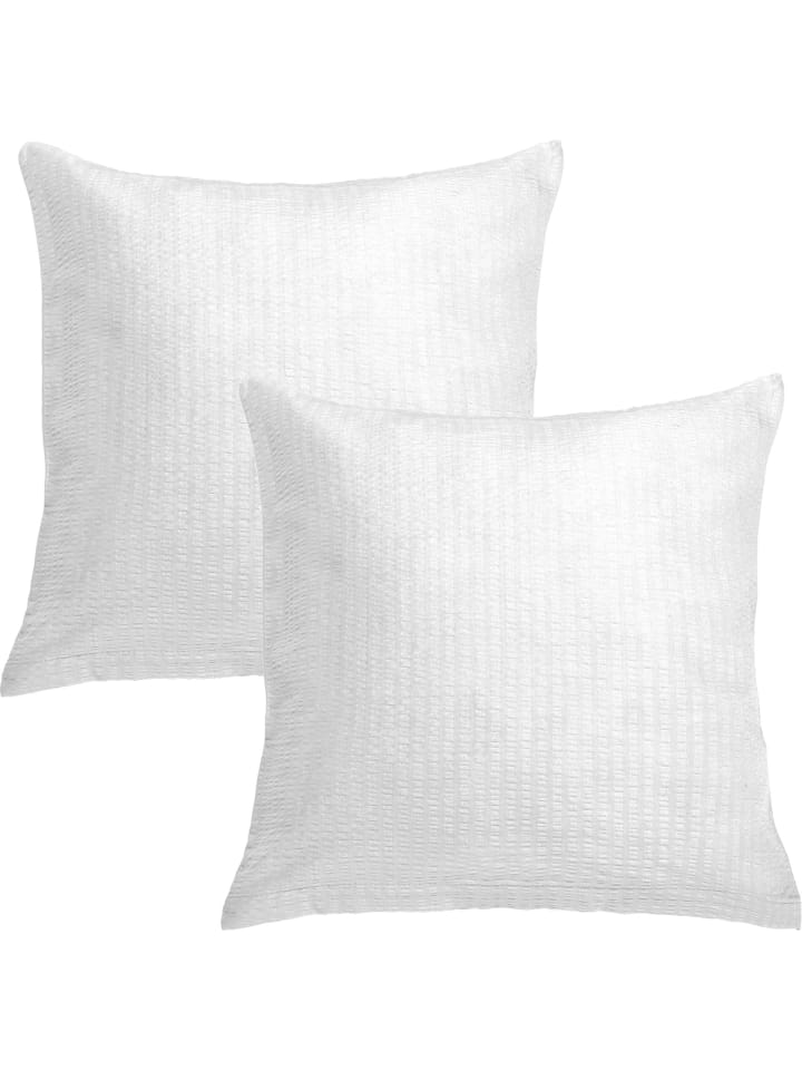 Seersucker Kuschelkissenbezug im 2er-Pack Wertingen in weiß