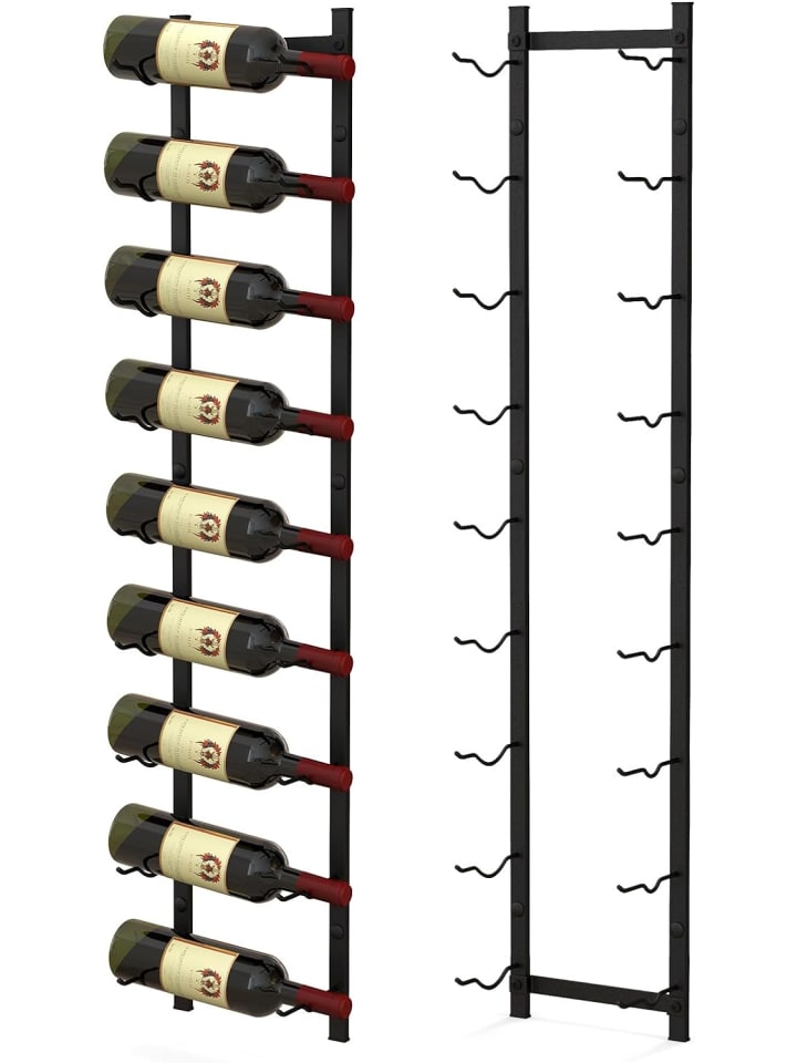 Weinregal Wand für 9 Flaschen in Schwarz