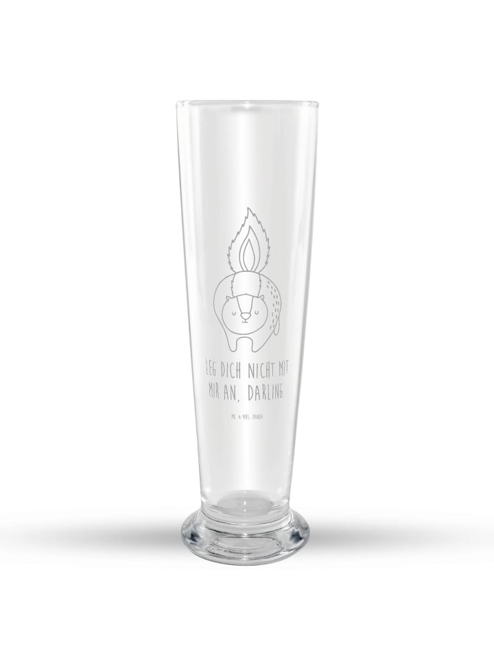 Glas mit Gravur Stinktier Angriff mit Spruch in Transparent