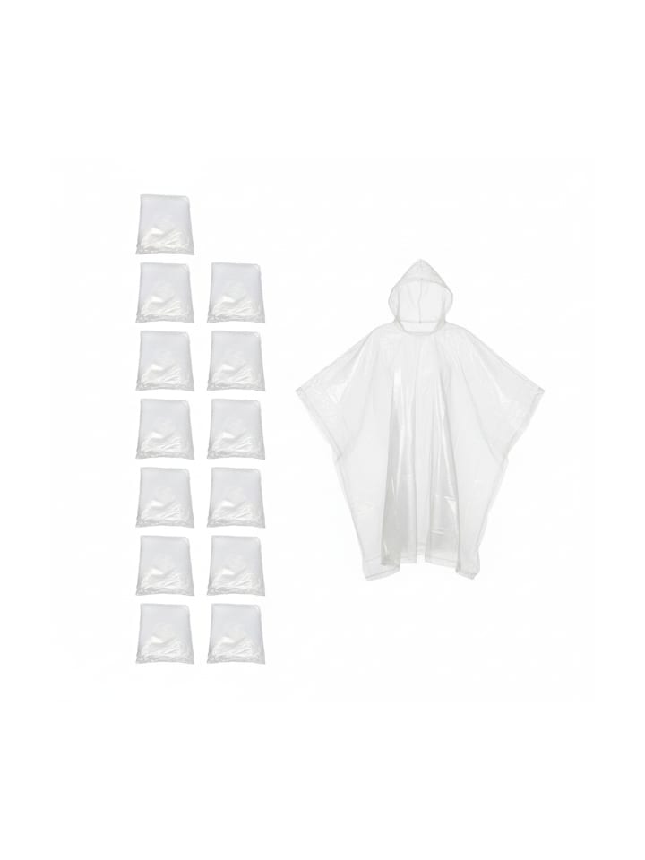 13 x Einweg-Regenponcho in Transparent