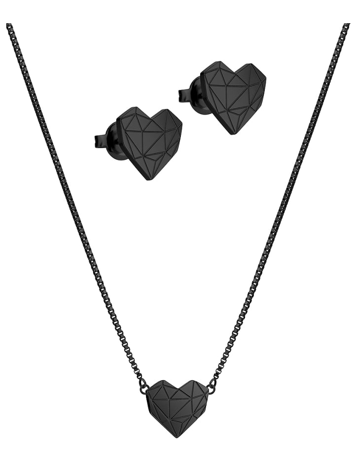 Schmuck-Set Broken Heart in schwarz