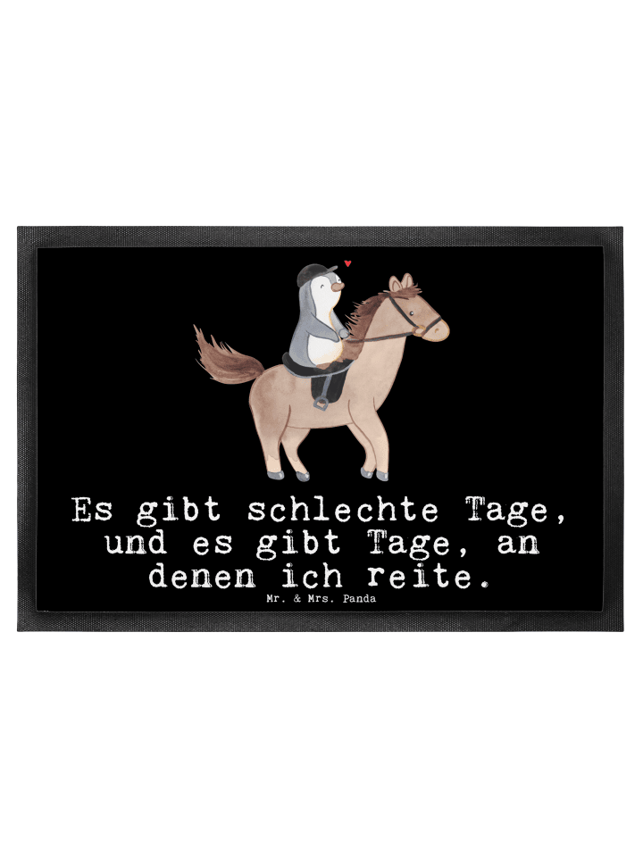 Schmutzmatte Pferd Reiten mit Spruch in Schwarz