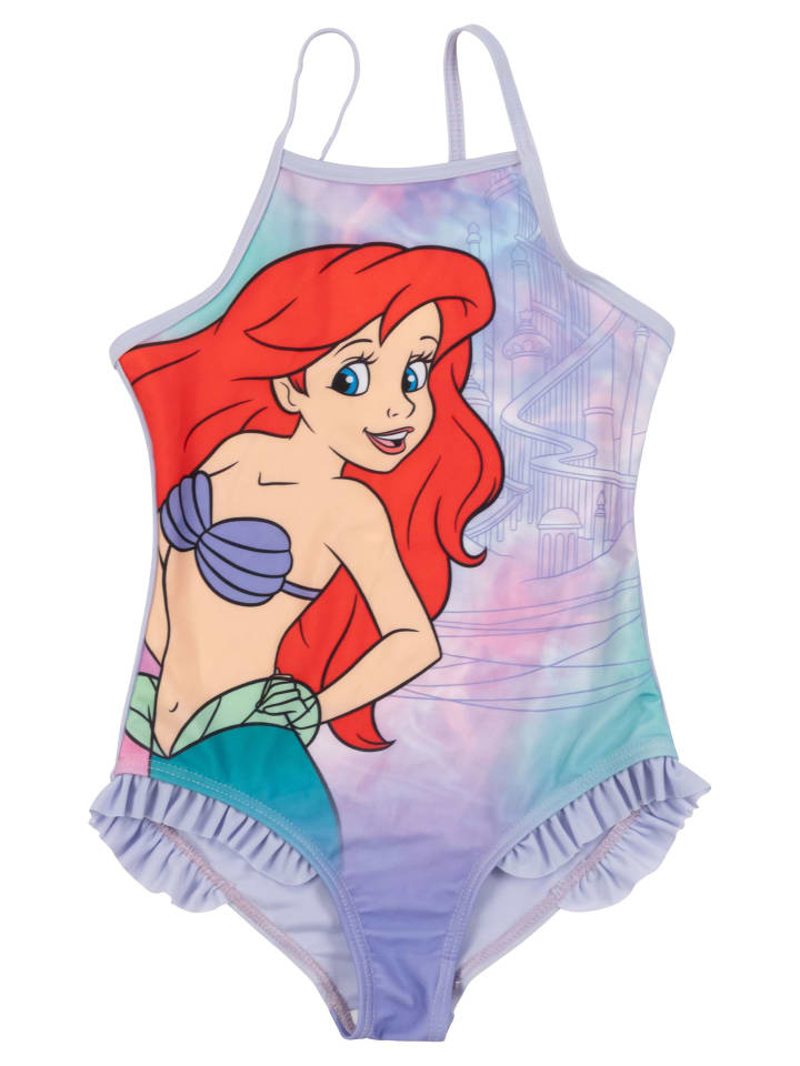 Disney Arielle Badeanzug mit Rüschen Schwimmanzug Einteiler in lila