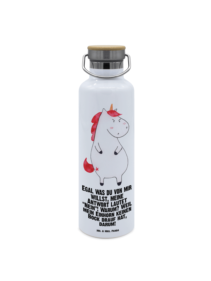 Trinkflasche Einhorn Wut mit Spruch in Weiß