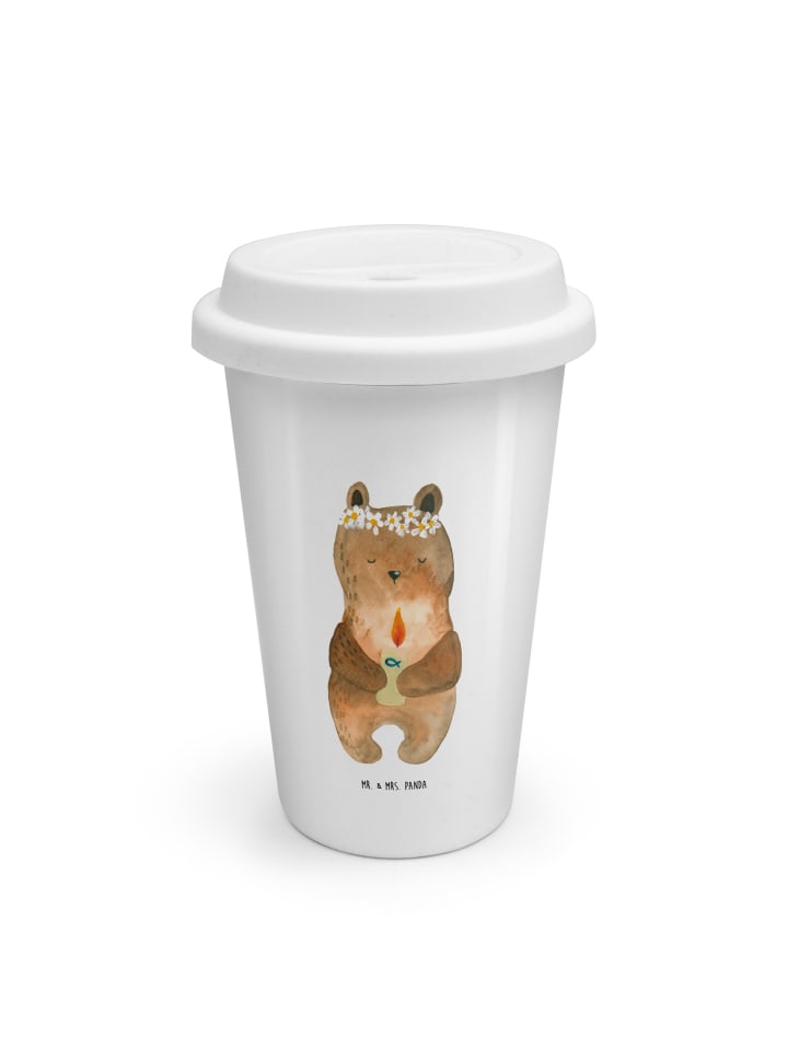 Kaffeebecher To Go Bär Kommunion ohne Spruch in Weiß