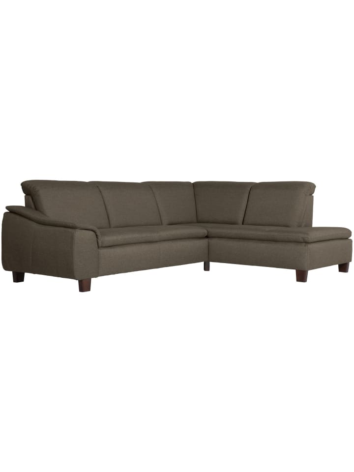 ECKSOFA mit Ottomane rechts Kaylil Flachgewebe sahara
