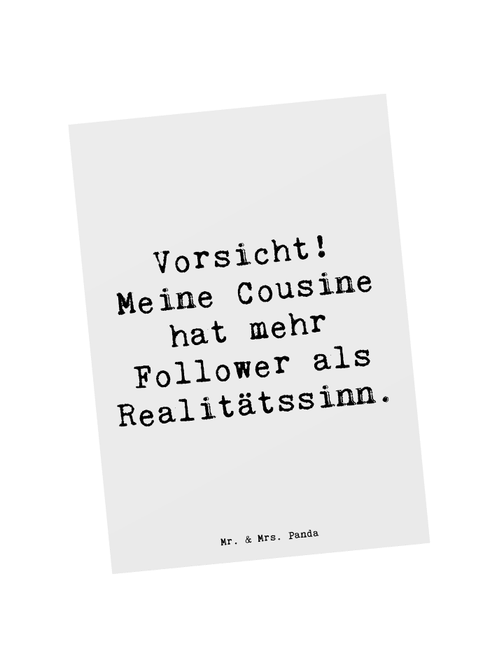 Postkarte Cousine Influencer mit Spruch in Weiß