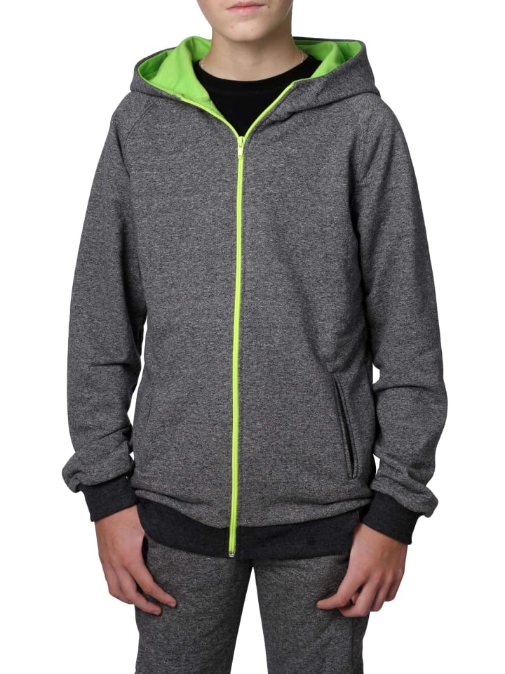 Sweatjacke in Grau - Grün