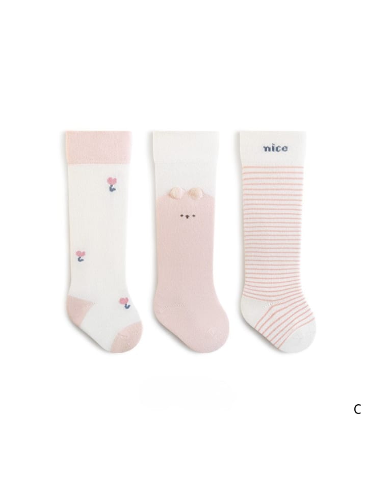 3er-Set Baby-Hochsocken in Rosa