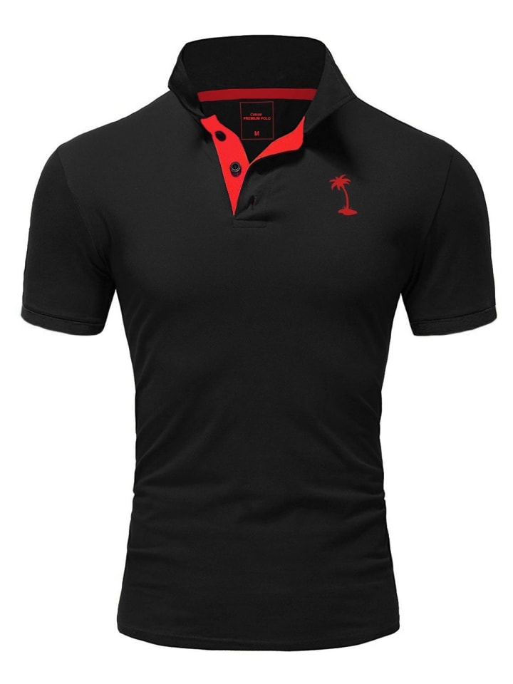 Poloshirt PALMSON in schwarz-rot