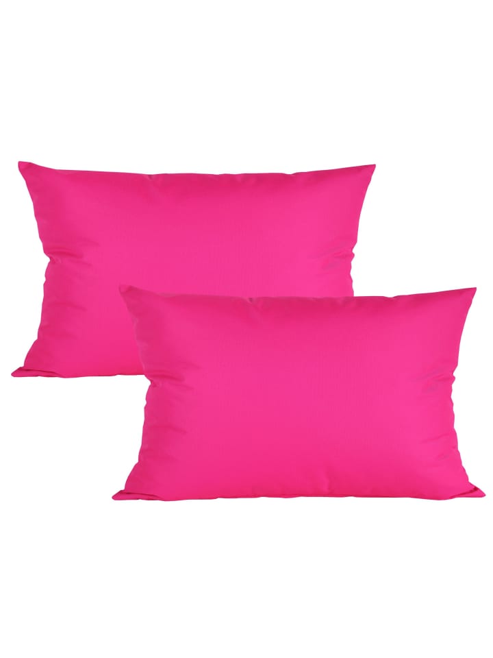 2er Set Outdoor Kissenhülle 30x50cm Uni in Pink