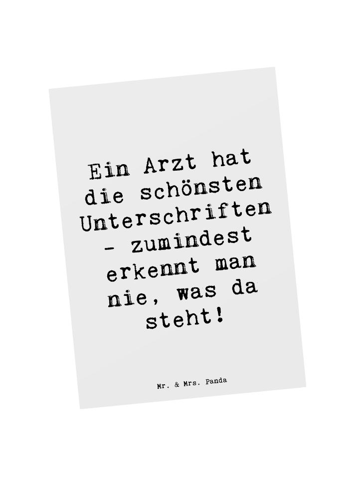 Postkarte Spruch Arzt Unterschrift mit Spruch in Weiß