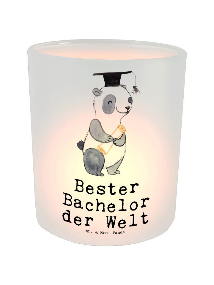 Teelichthalter Panda Bester Bachelor der Welt m... in Transparent