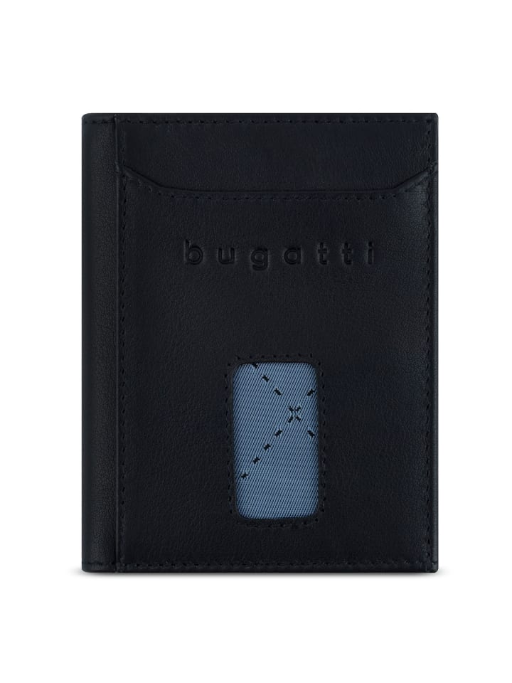 Secure Slim Geldbörse RFID Schutz Leder 8 cm schwarz