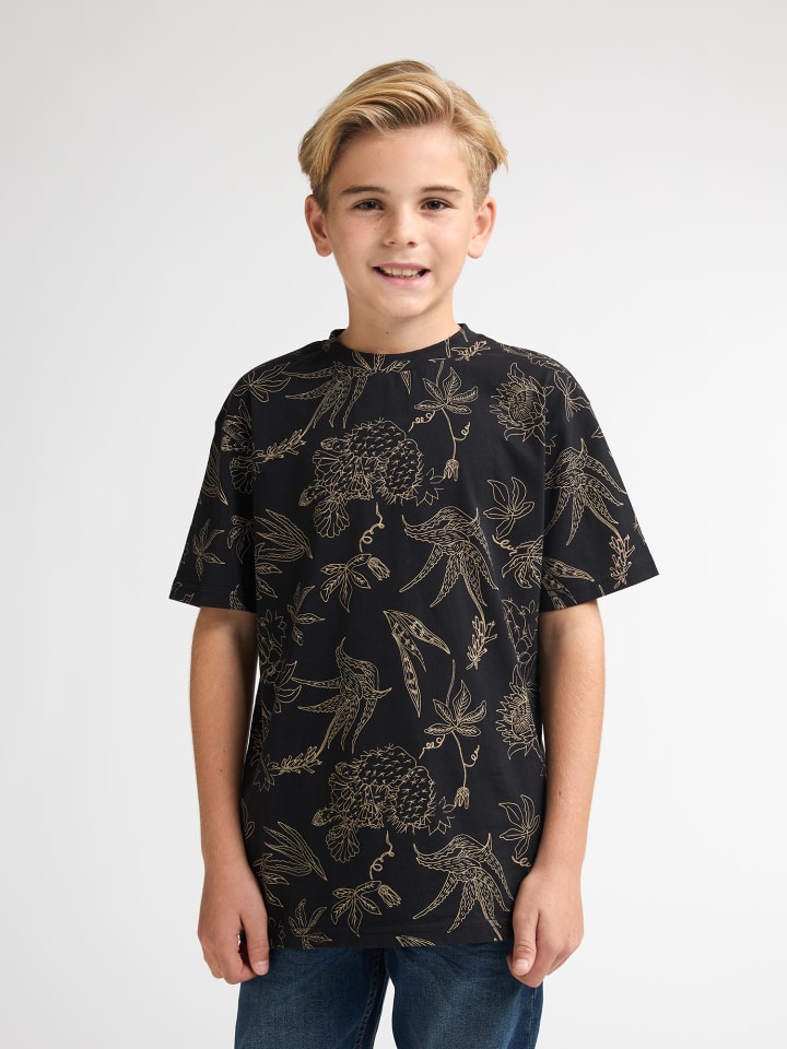 T-Shirt mit Allover-Print Agave in Schwarz