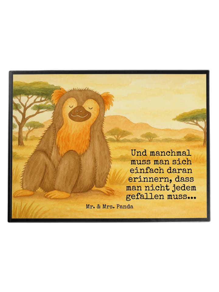 Tischschutzmatte Affe Design mit Spruch in Weiß