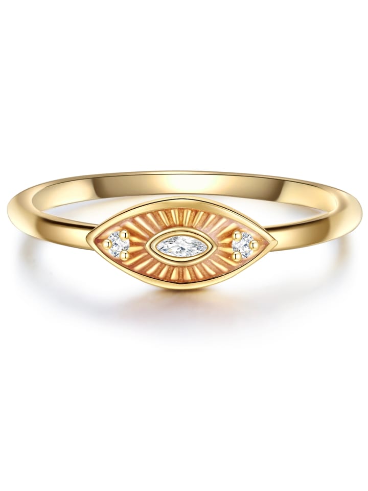 Ring aus Sterling Silber mit Zirkonia in gelbgold
