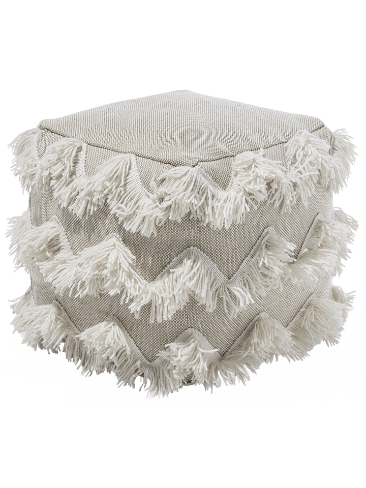 Pouf NASHIK in Beige/Weiß/Gold - (W) 40 x (H) 40 x (L) 40 cm