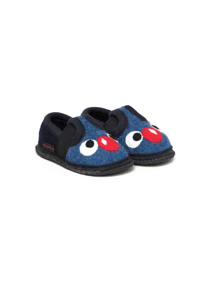 Kinderhausschuh "Bobby Face" in Blau