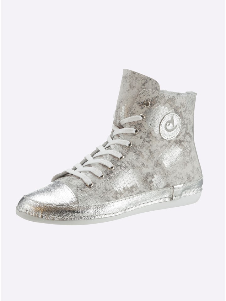 Sneaker in taupe-silberfarben