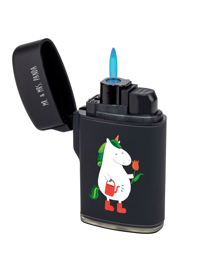 Sturmfeuerzeug Einhorn Gärtner ohne Spruch in Schwarz
