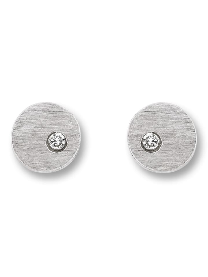 Zirkonia Kreise Ohrringe   Ohrstecker aus 925 Silber in silber