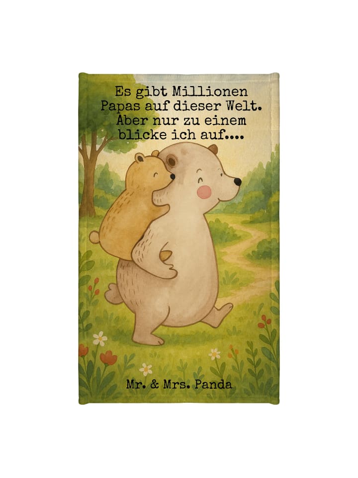 Handtuch Papa Bär Design mit Spruch in Weiß