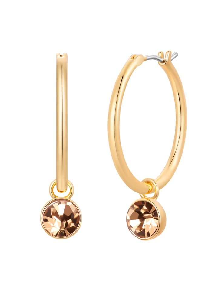 Creolen aus Messing mit Glaskristall in gelbgold