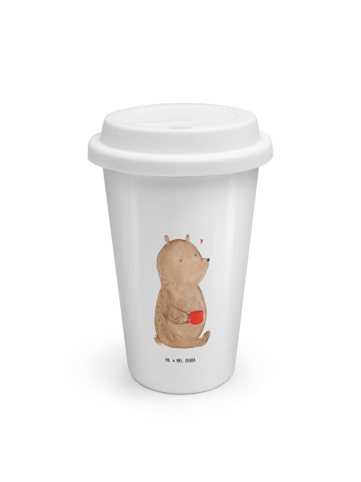 Kaffeebecher To Go Bär Morgenkaffee ohne Spruch in Weiß