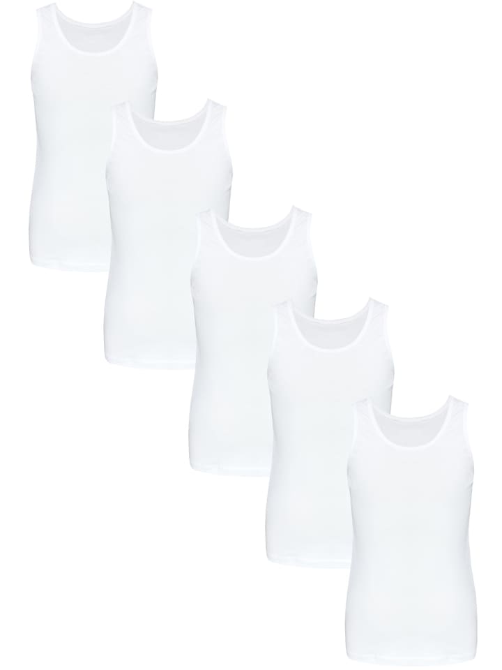 Mädchen Kinder Unterhemd 5er Pack in weiß