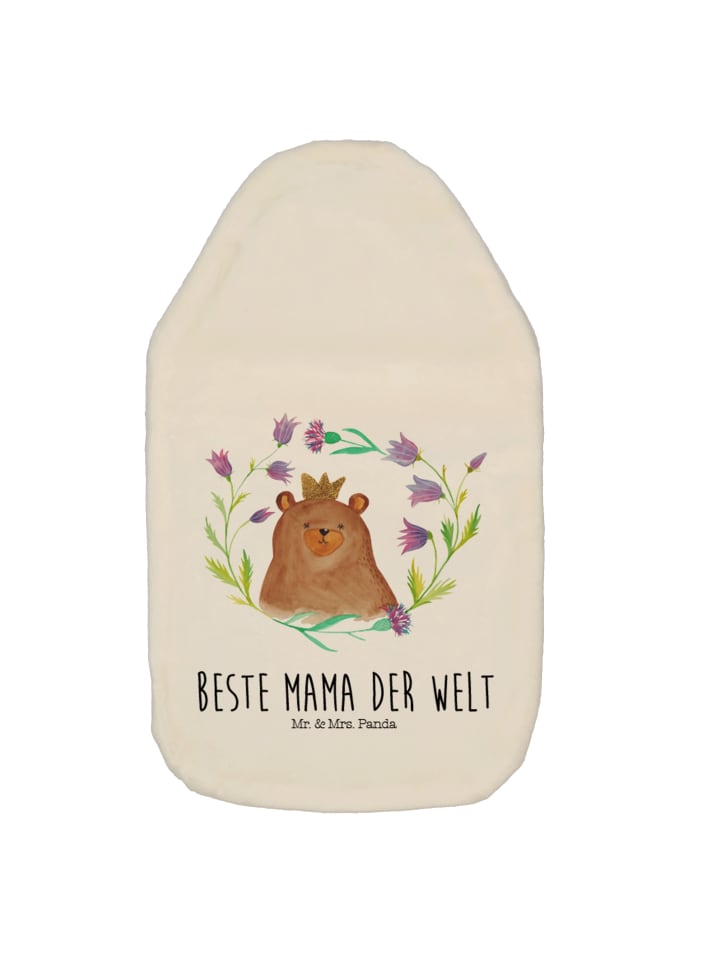 Warmflasche Bär Königin mit Spruch in Weiß