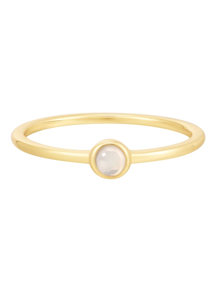 Ring aus Sterling Silber mit Mondstein (synth.) in gelbgold