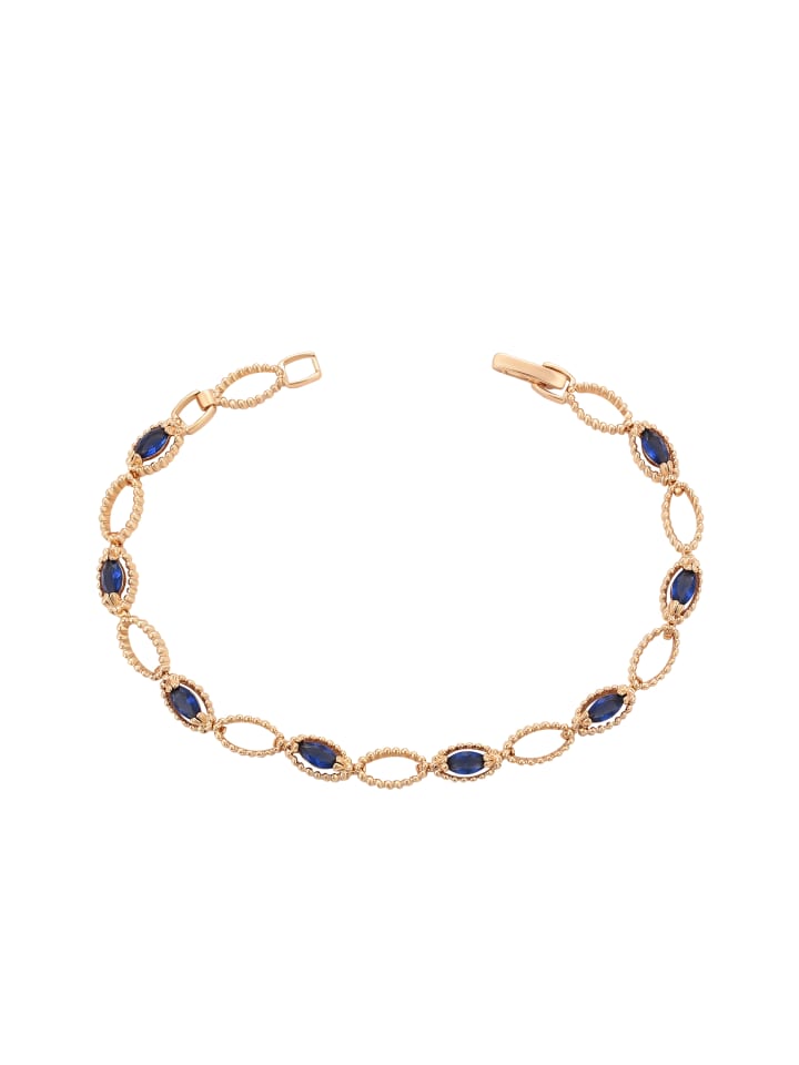 Women Crystal-Studded Bracelet in Rose Gold Navy